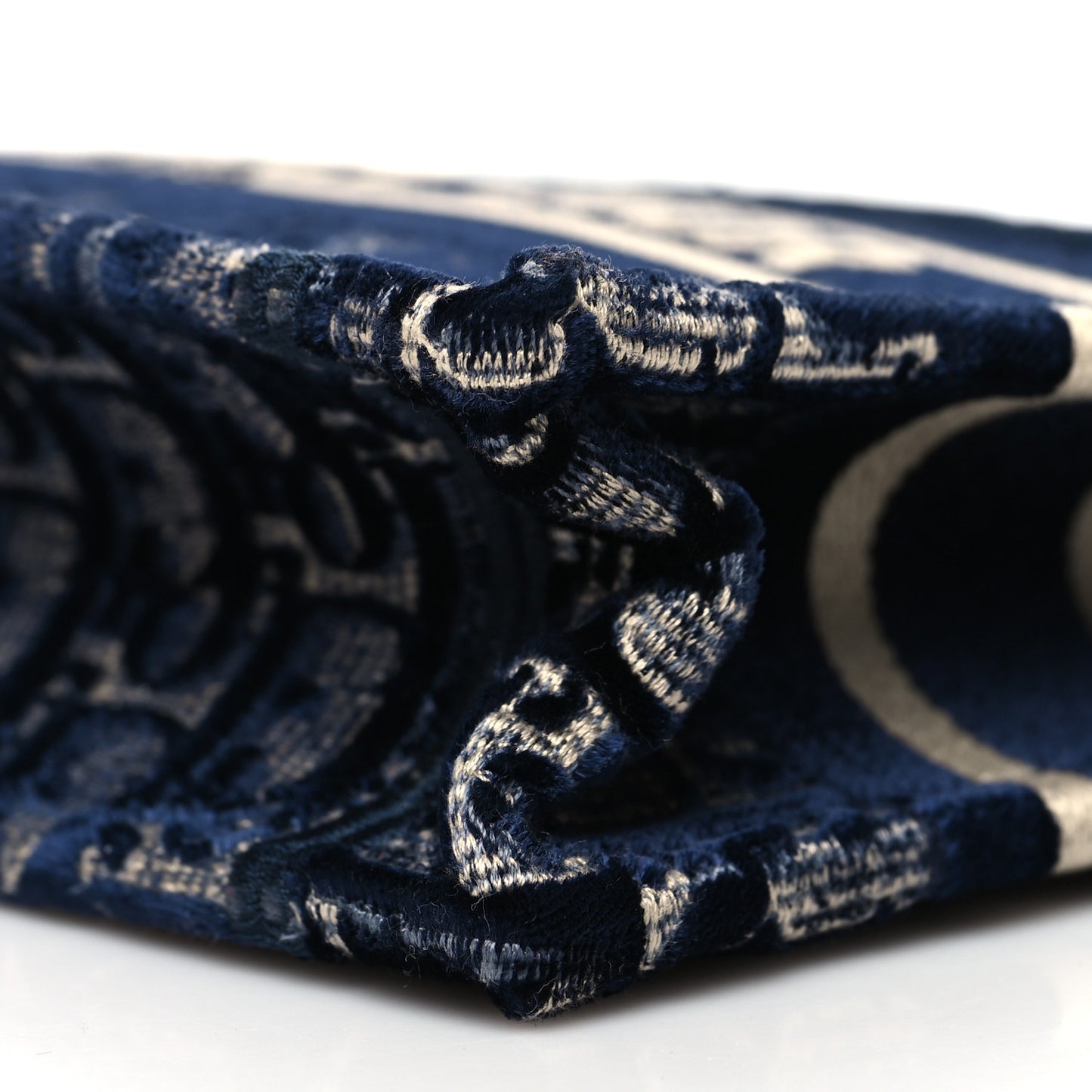 Velvet Oblique Embroidered Mini Book Tote Blue