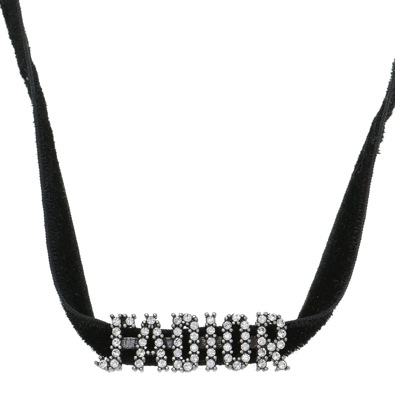 Christian Dior Velvet Crystal J’Adior Choker Necklace Black 2 of 12