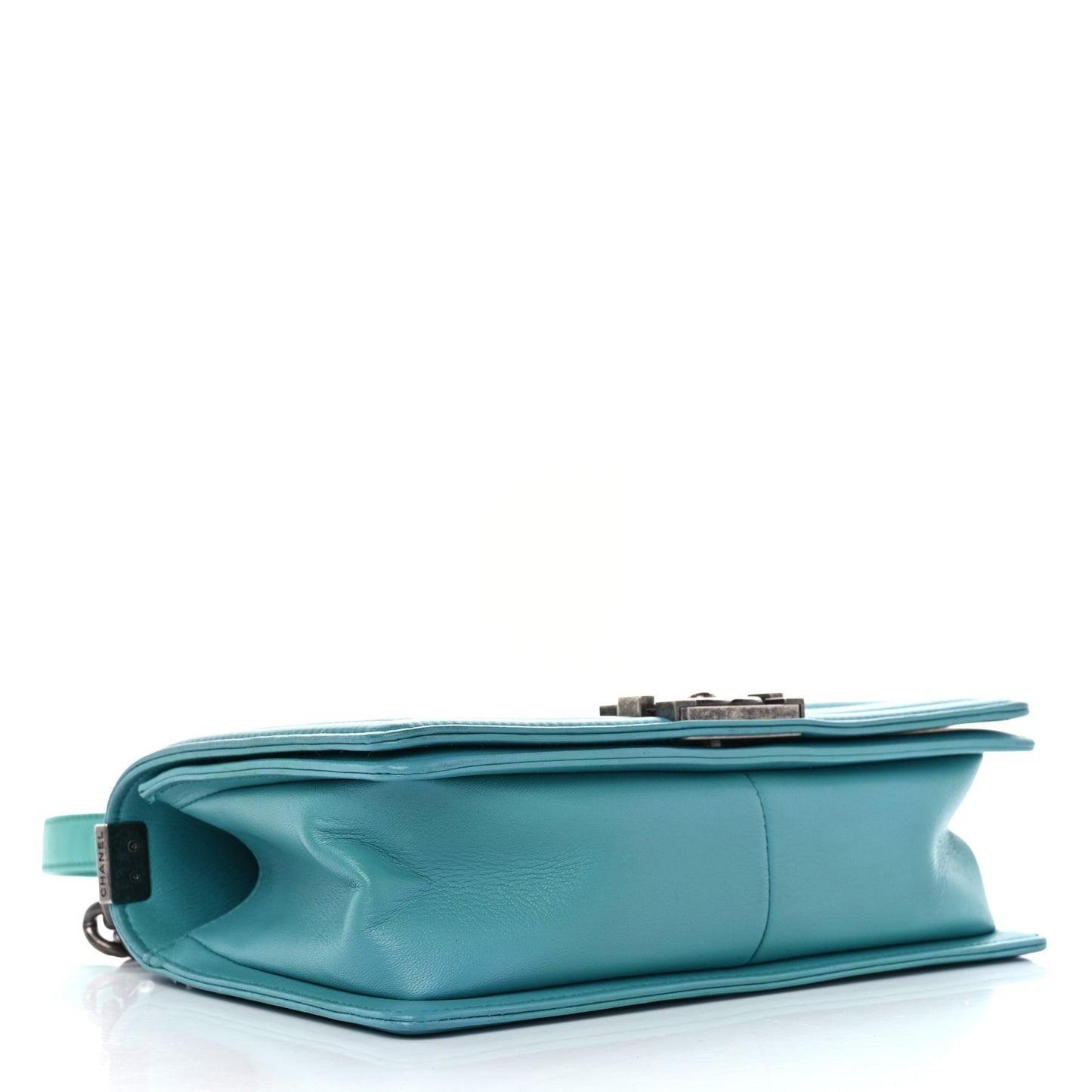 Calfskin Quilted Medium Boy Flap Turquoise