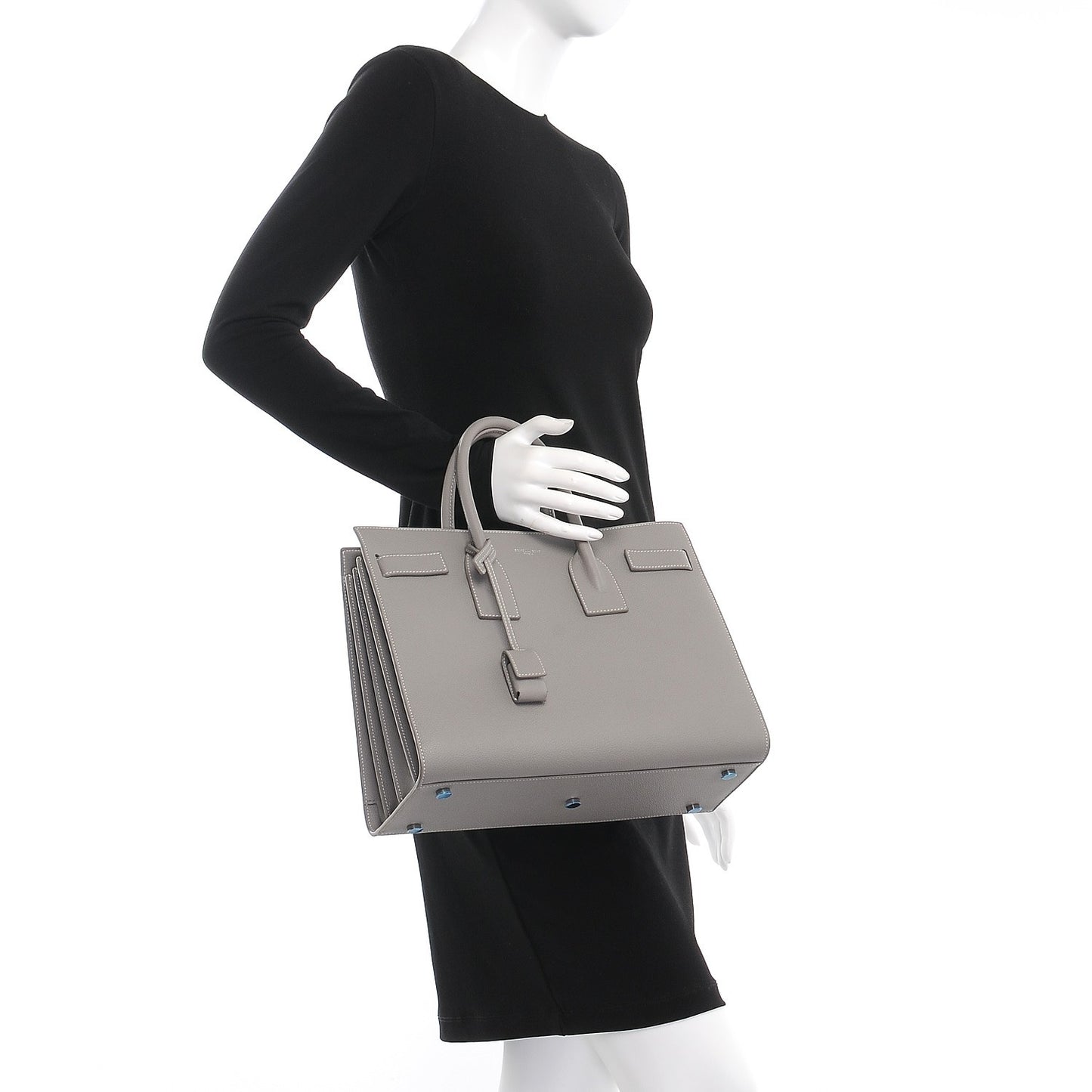 Grained Calfskin Small Sac De Jour Pearl Grey