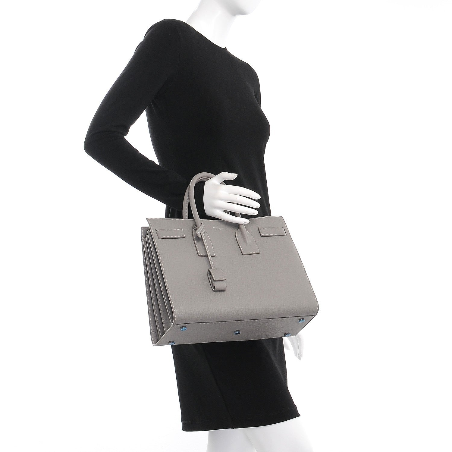 Saint Laurent Grained Calfskin Small Sac De Jour Pearl Grey 3 of 8