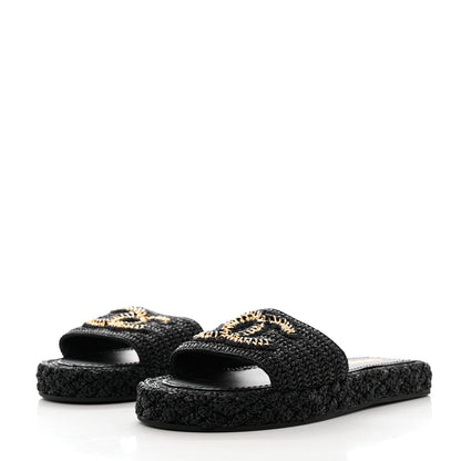 Chanel Cord Braided CC Mules 41 Black 3 of 11