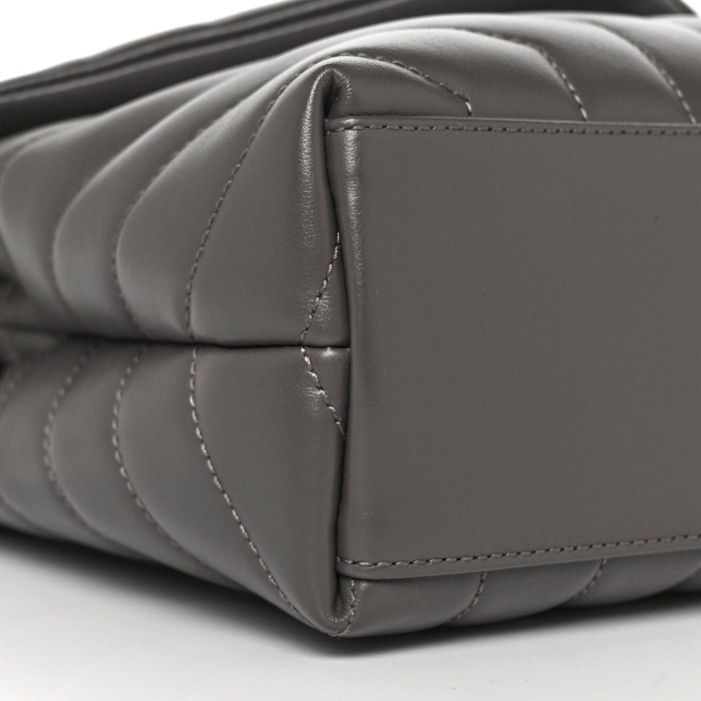 Calfskin Y Quilted Monogram Small Loulou Chain Satchel Grey Khaki