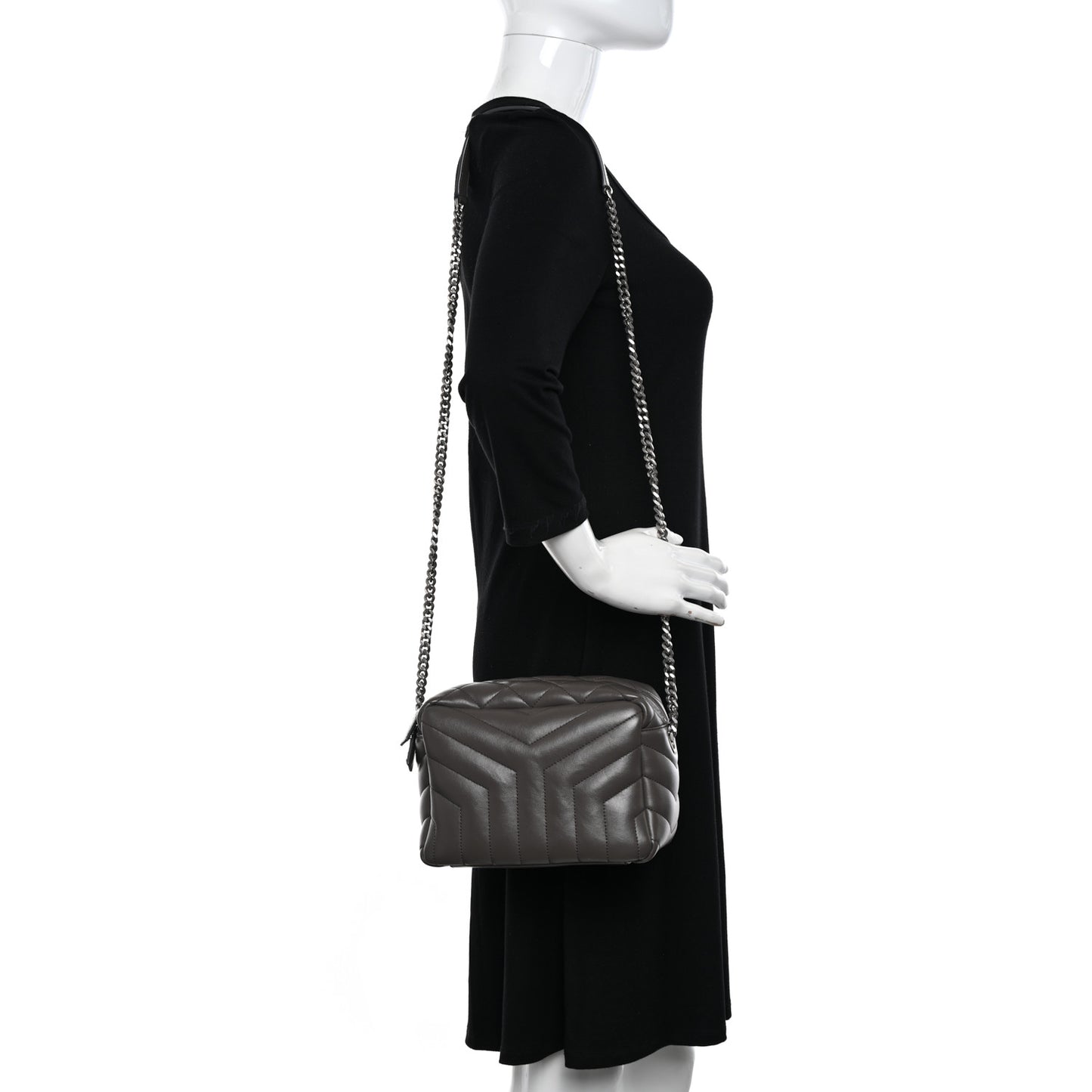 Calfskin Y Quilted Monogram Small Loulou Bowling Bag Earth
