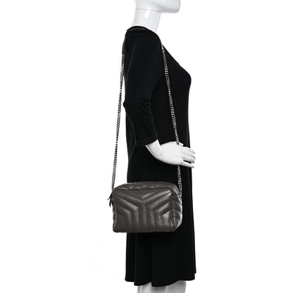 Saint Laurent Calfskin Y Quilted Monogram Small Loulou Bowling Bag Earth 2 of 12