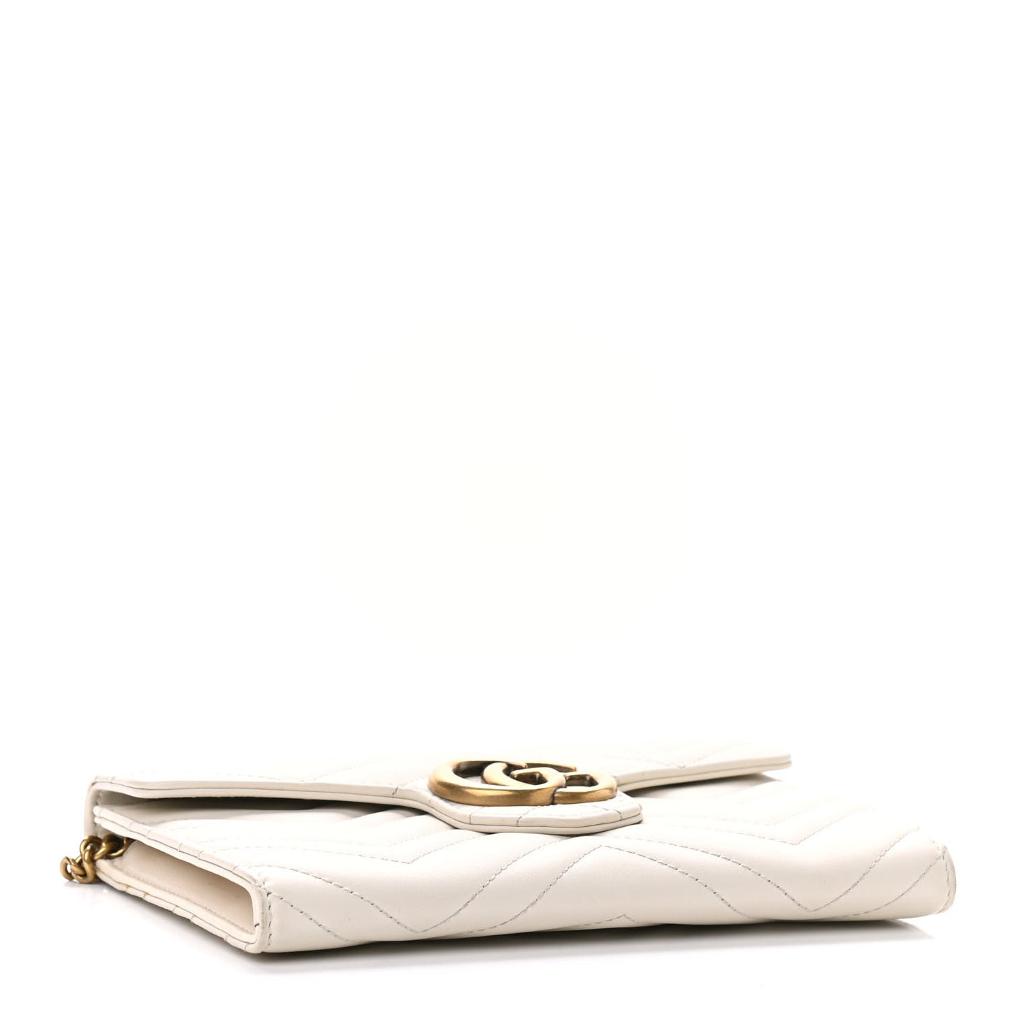 Calfskin Matelasse Mini GG Marmont Chain Wallet Mystic White