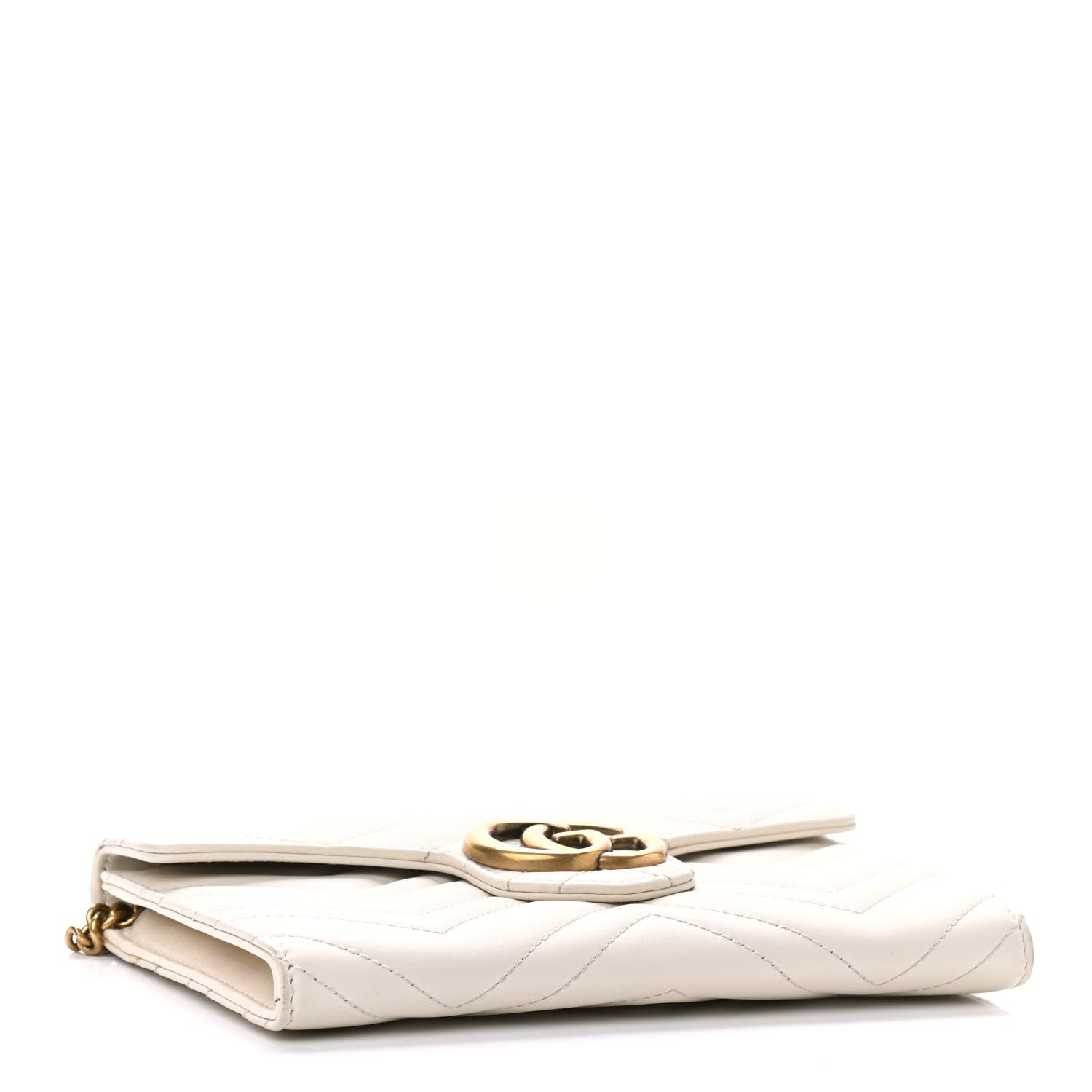 Gucci Calfskin Matelasse Mini GG Marmont Chain Wallet Mystic White 4 of 14