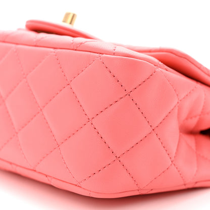 Chanel Lambskin Quilted Mini Pearl Crush Flap Coral 10 of 10