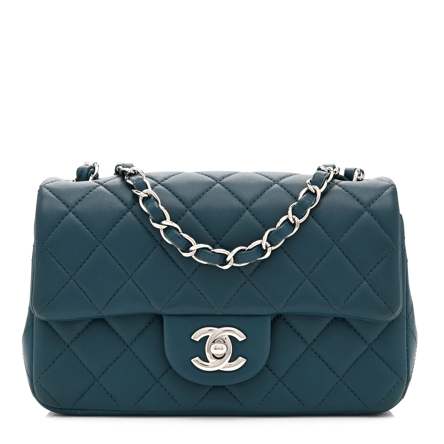 Chanel Lambskin Quilted Mini Rectangular Flap Dark Blue 1 of 10