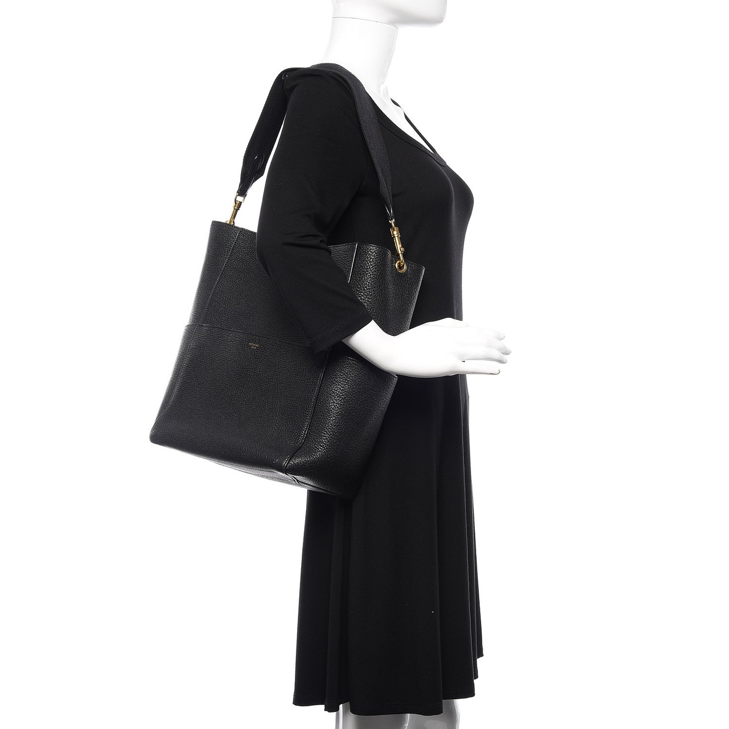 Goatskin Sangle Bucket Bag Black