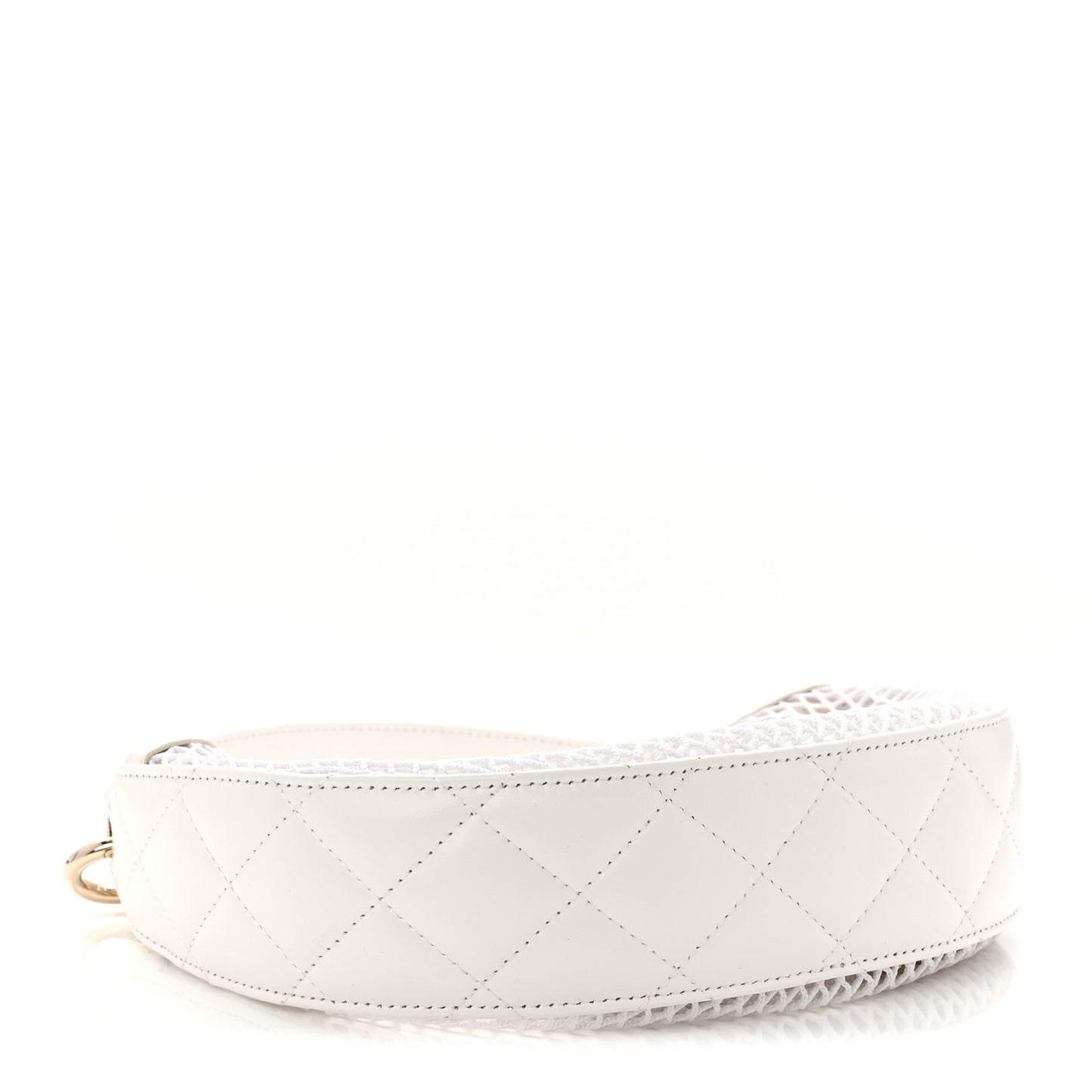 Mesh Shiny Lambskin Chain Hobo White