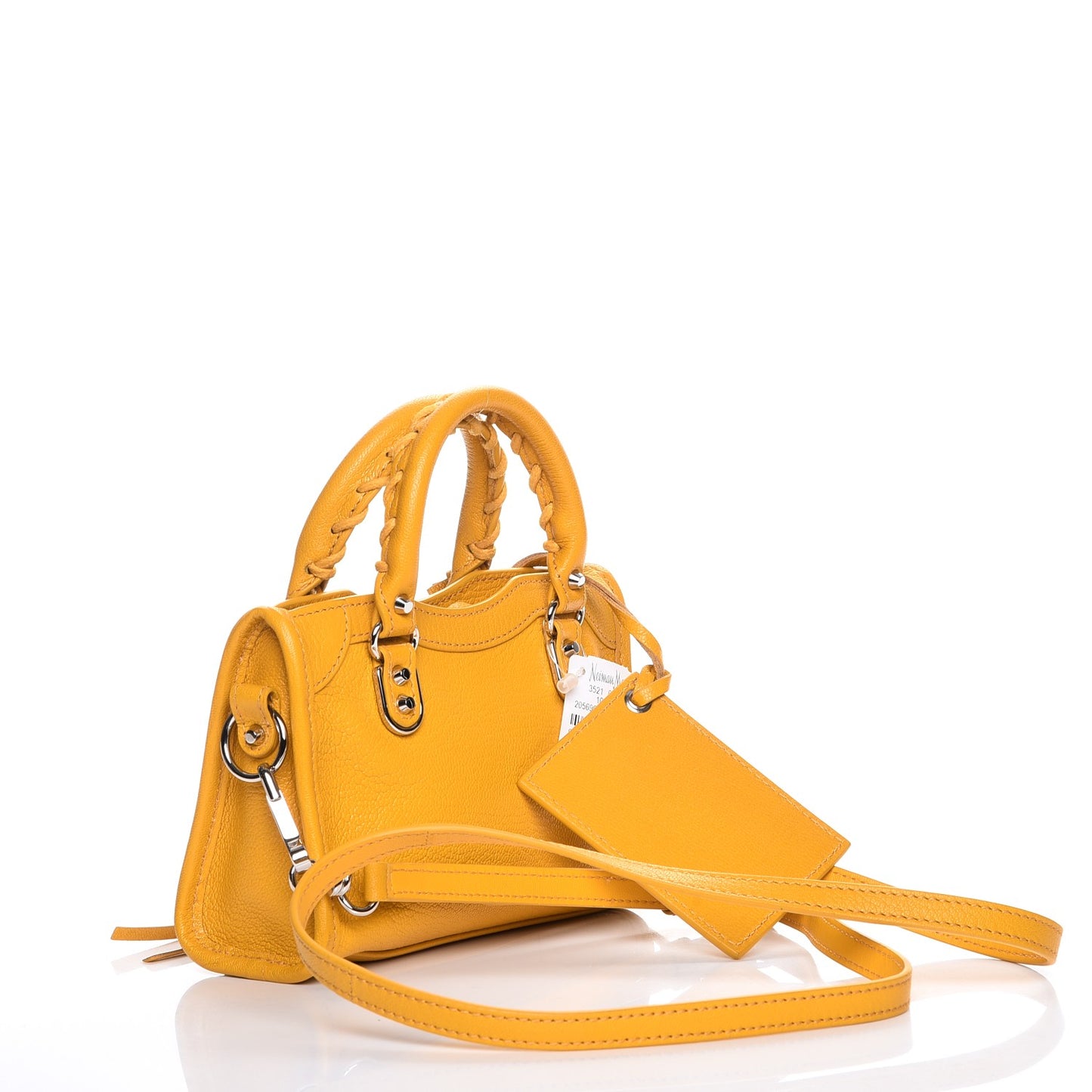 Chevre Silver Metallic Edge Hardware Nano City Jaune Epi