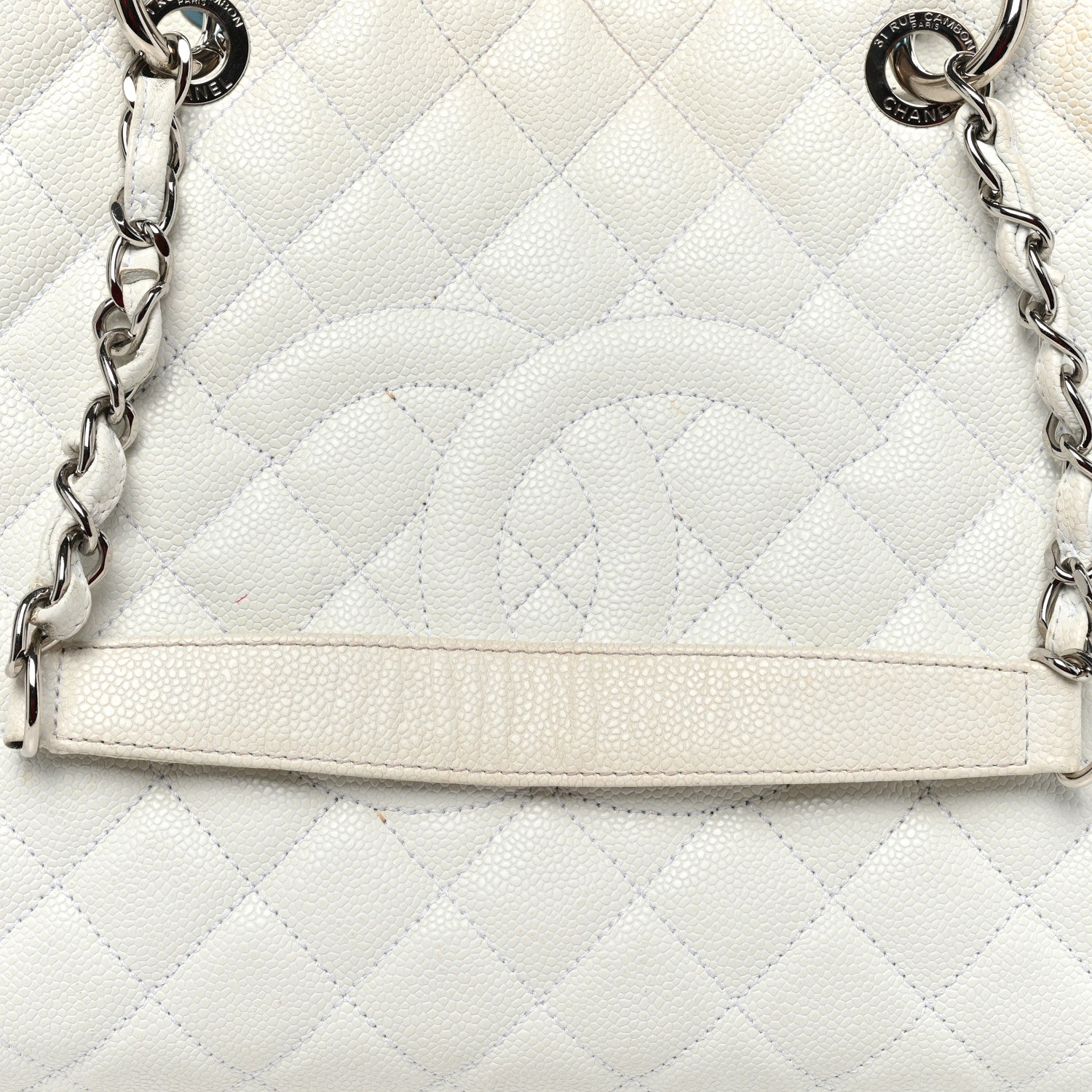 Chanel Caviar Quilted XL Grand Shopping Tote GST White 22 of 27