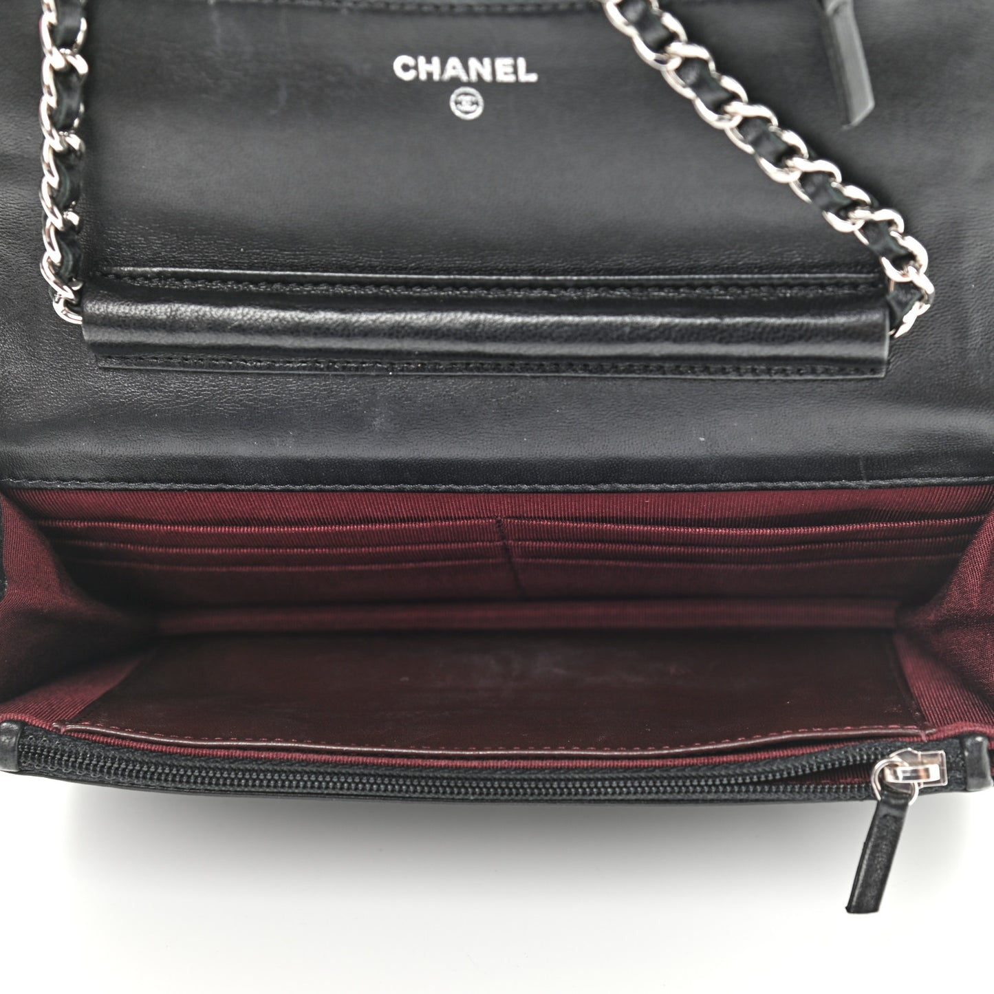 Lambskin Quilted Wallet On Chain WOC Black