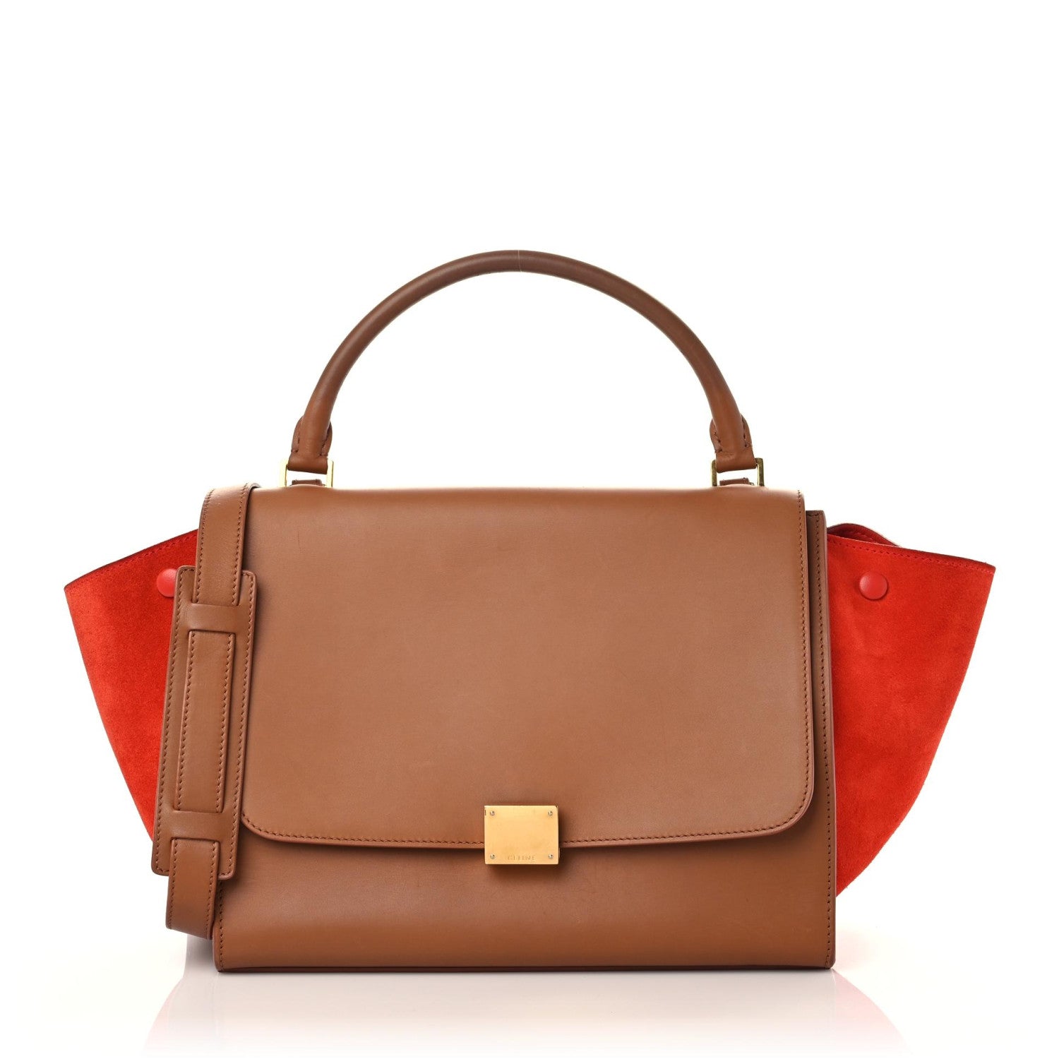 Celine Natural Calfskin Suede Medium Bi-Color Trapeze Beige 1 of 17