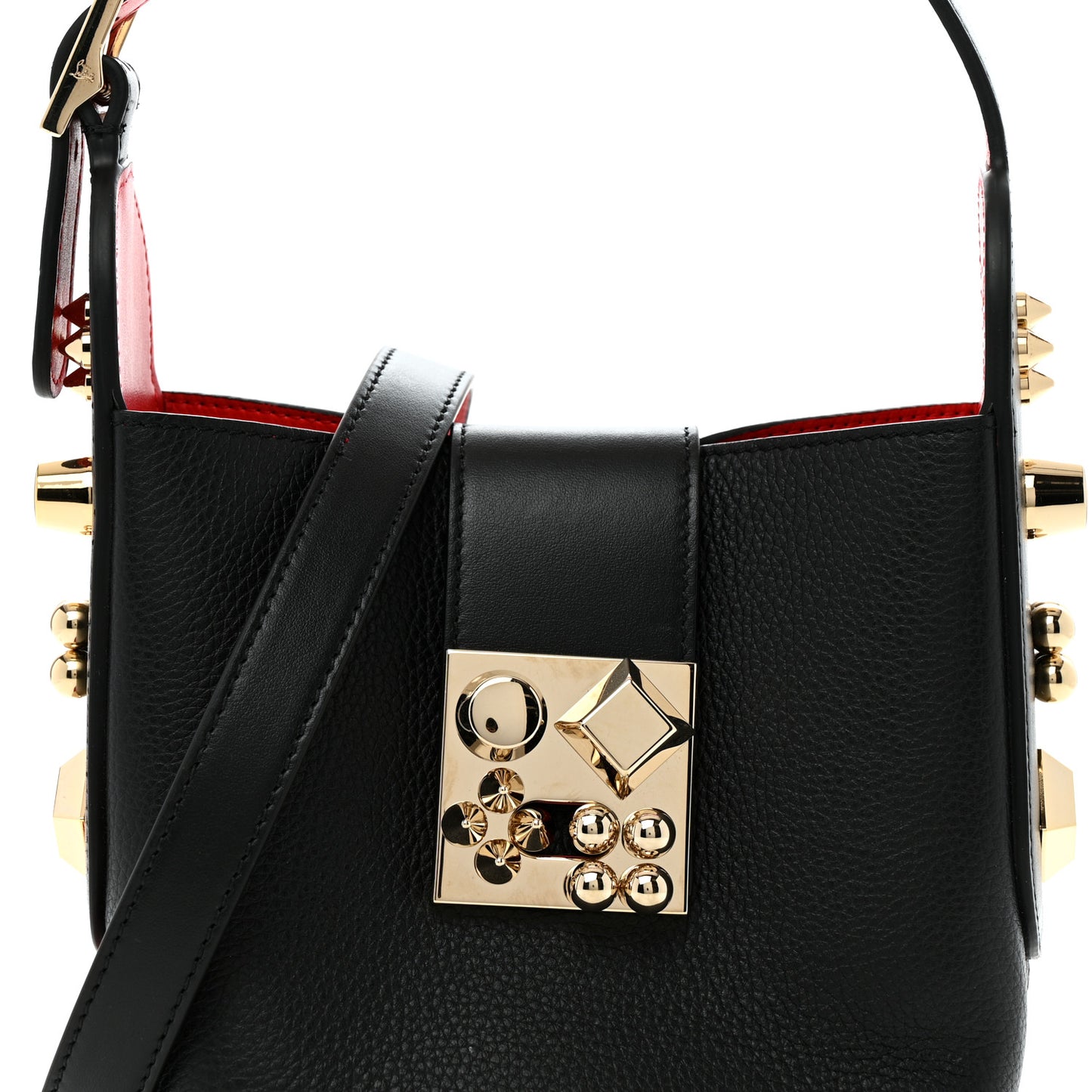 Grained Calfskin Mini Carasky Bucket Bag Black