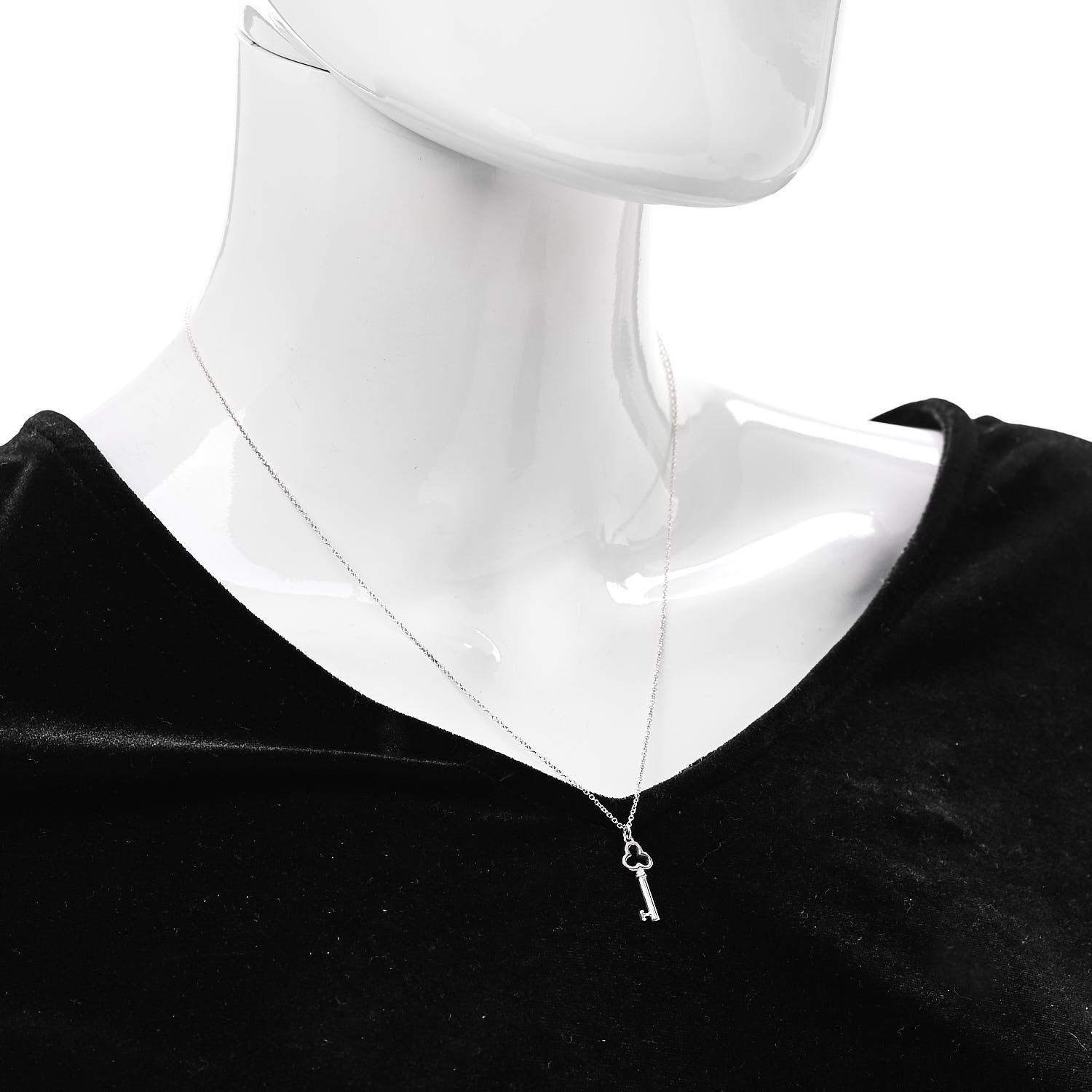 Tiffany Sterling Silver Trefoil Key Pendant Necklace 2 of 5