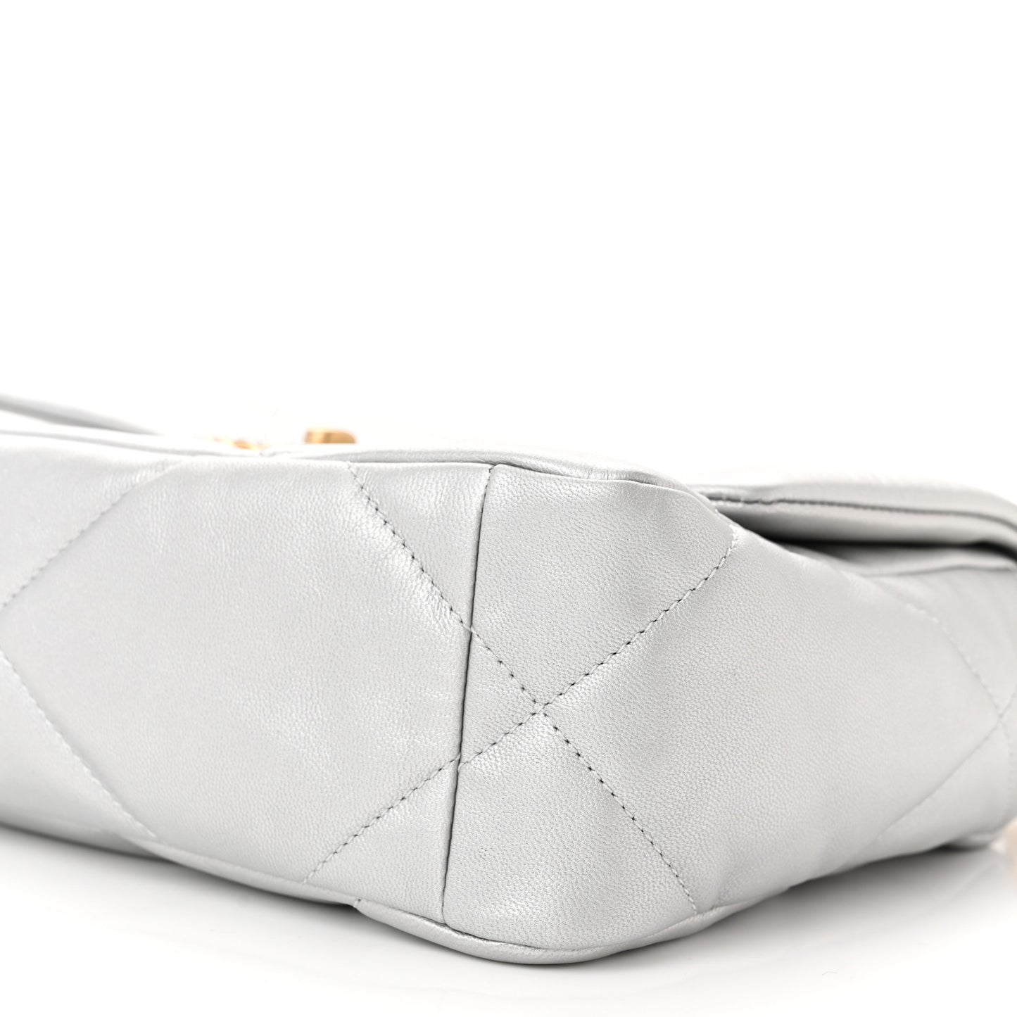 Metallic Goatskin Quilted Medium Chanel 19 Flap Silver