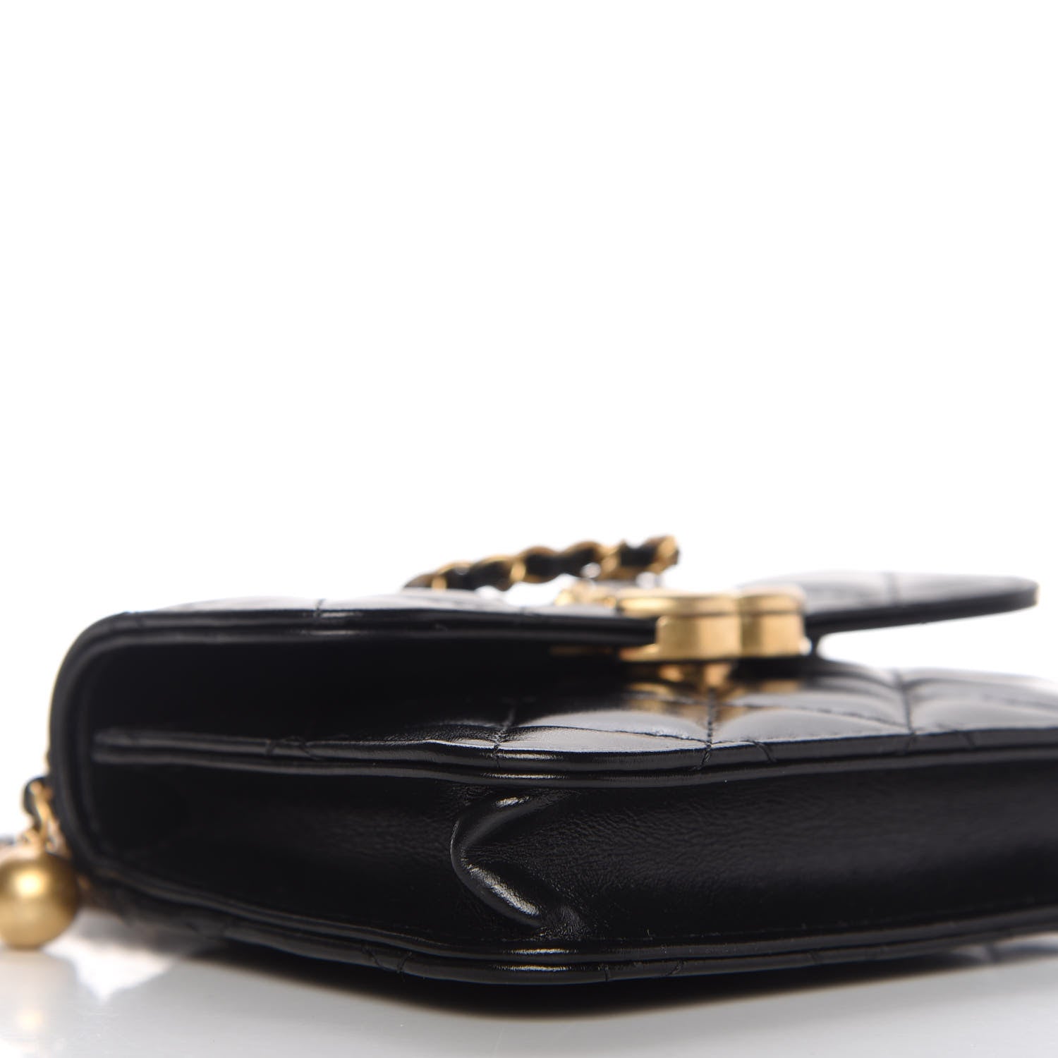 Chanel Calfskin Quilted Perfect Fit Coin Purse With Chain Black 6 of 12