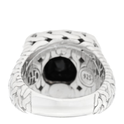 John Hardy Sterling Silver Black Garnet Diamond Classic Chain Ring 52 6 3 of 4