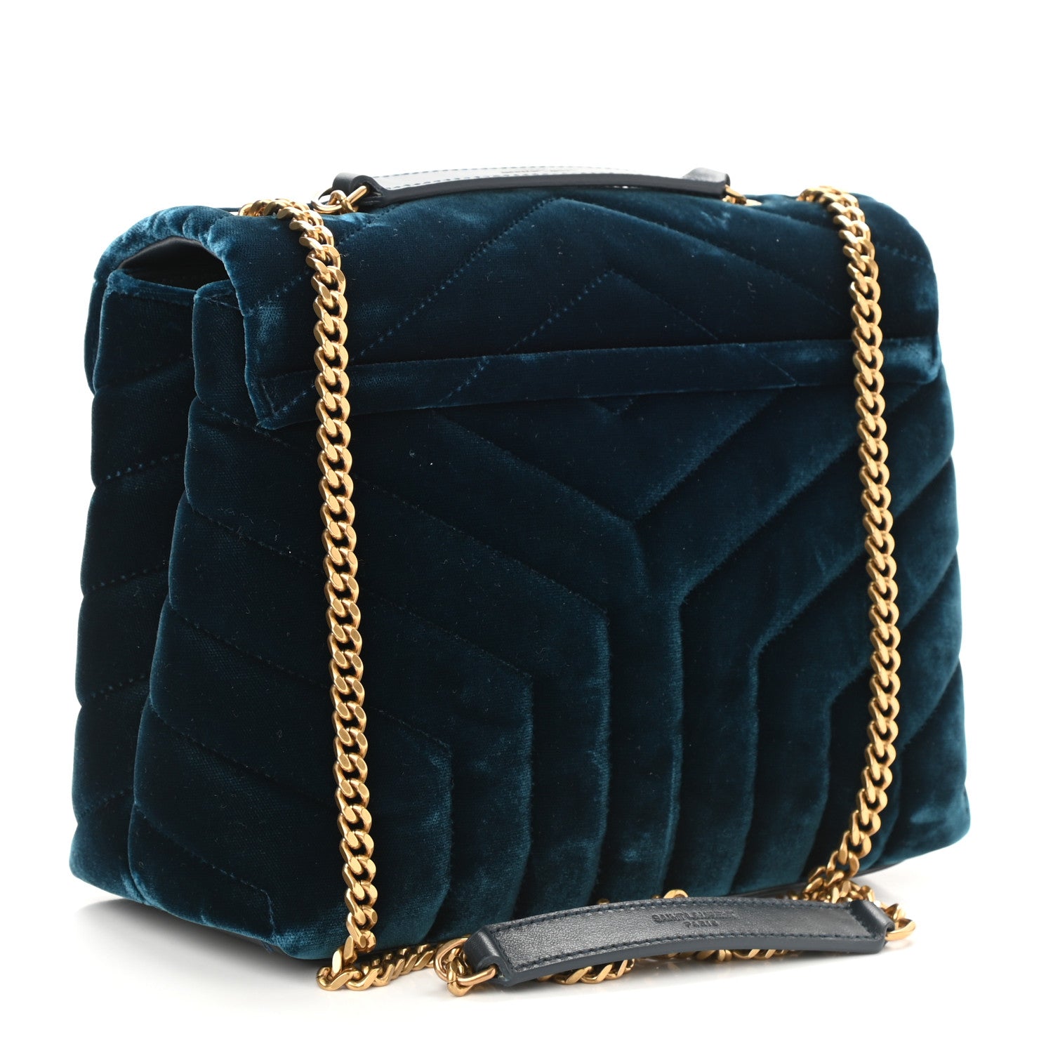 Saint Laurent Velvet Y Quilted Monogram Small Loulou Chain Satchel Medium Blue 3 of 8