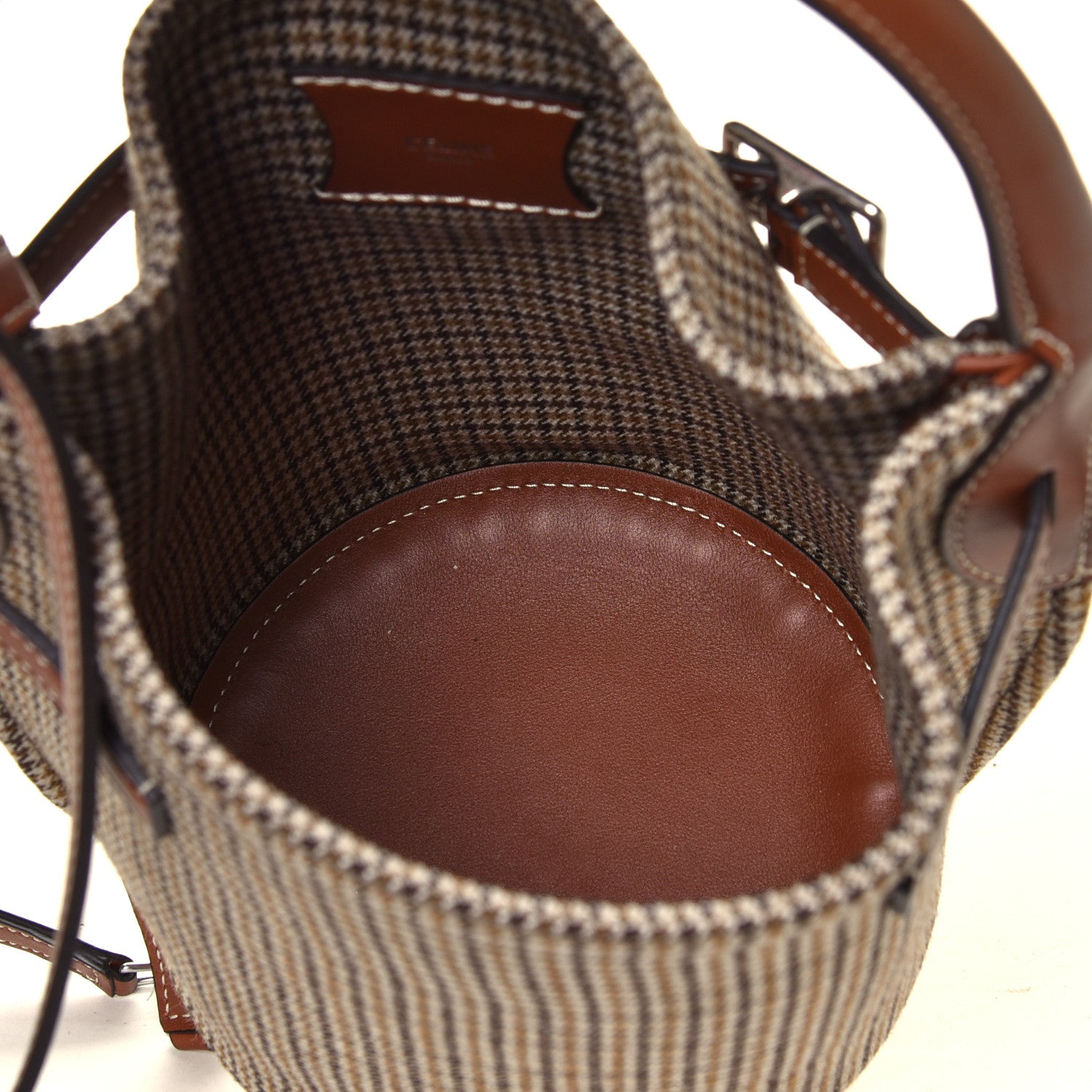 Celine Smooth Calfskin Tweed Nano Bucket Bag Tan 12 of 12