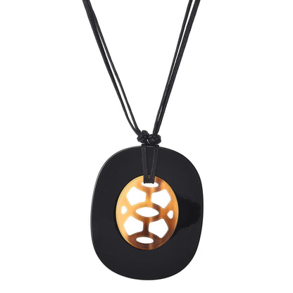 Hermes Buffalo Horn Lacquer Lift Necklace GM Black 1 of 7
