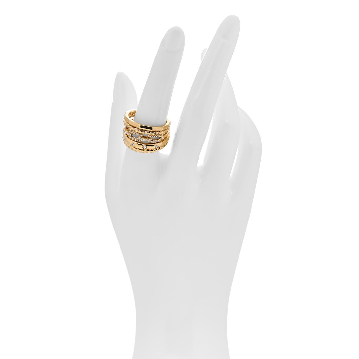 18K Yellow Gold Diamond 15mm Stax Five-Row Ring 57 8