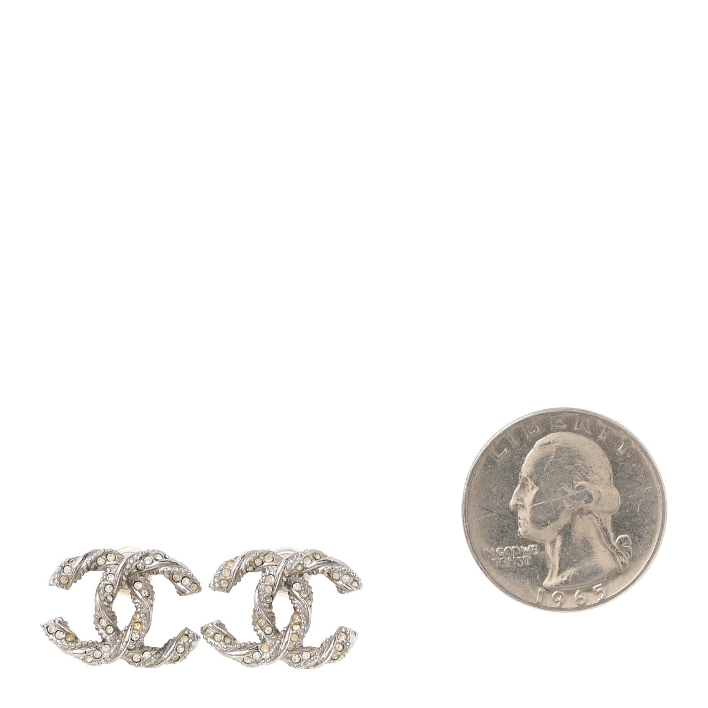 Crystal Twisted CC Earrings Silver