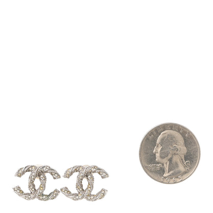 Chanel Crystal Twisted CC Earrings Silver 2 of 5