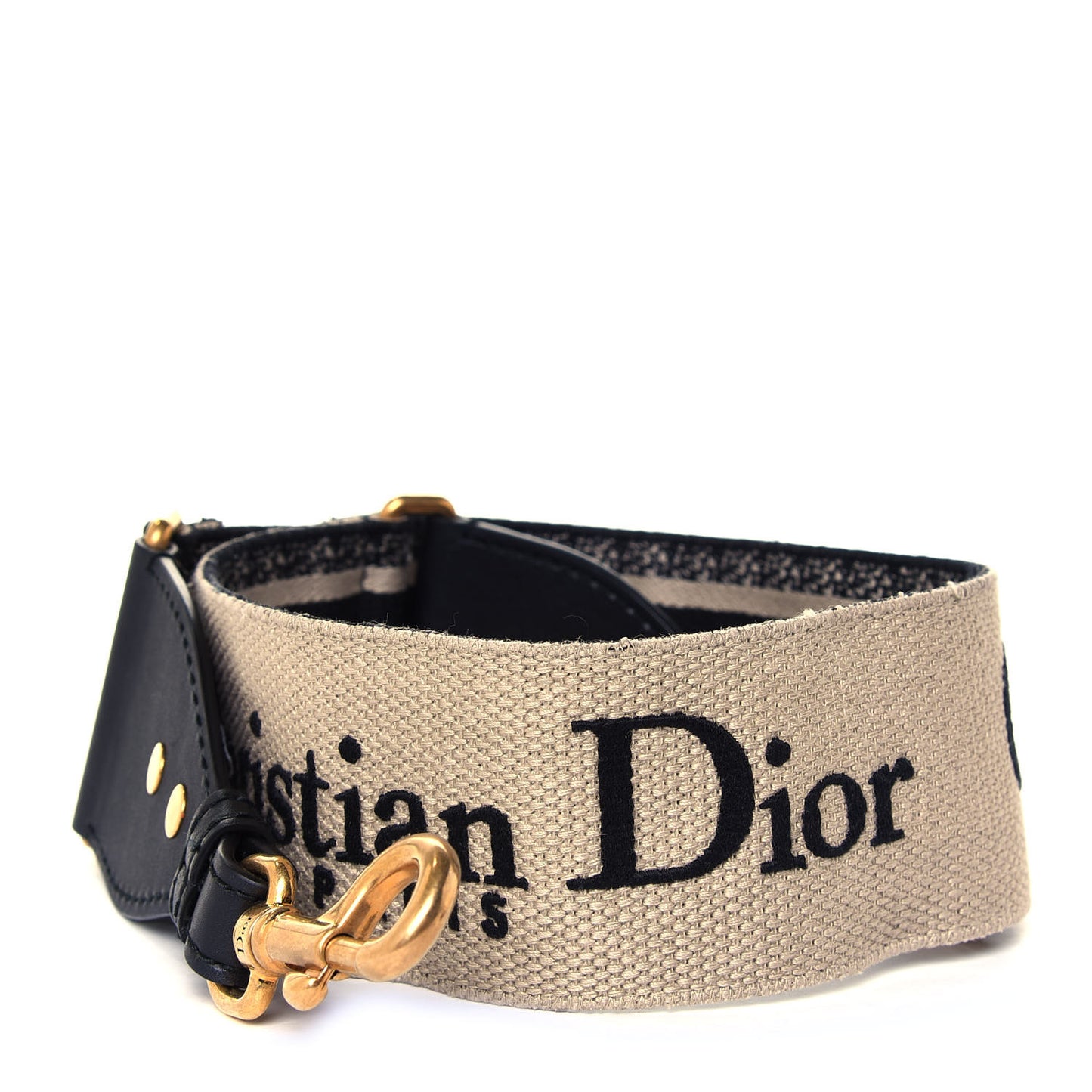 Canvas Embroidered Shoulder Strap Black