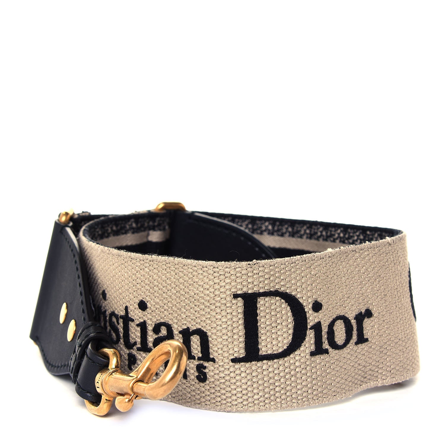 Christian Dior Canvas Embroidered Shoulder Strap Black 1 of 2
