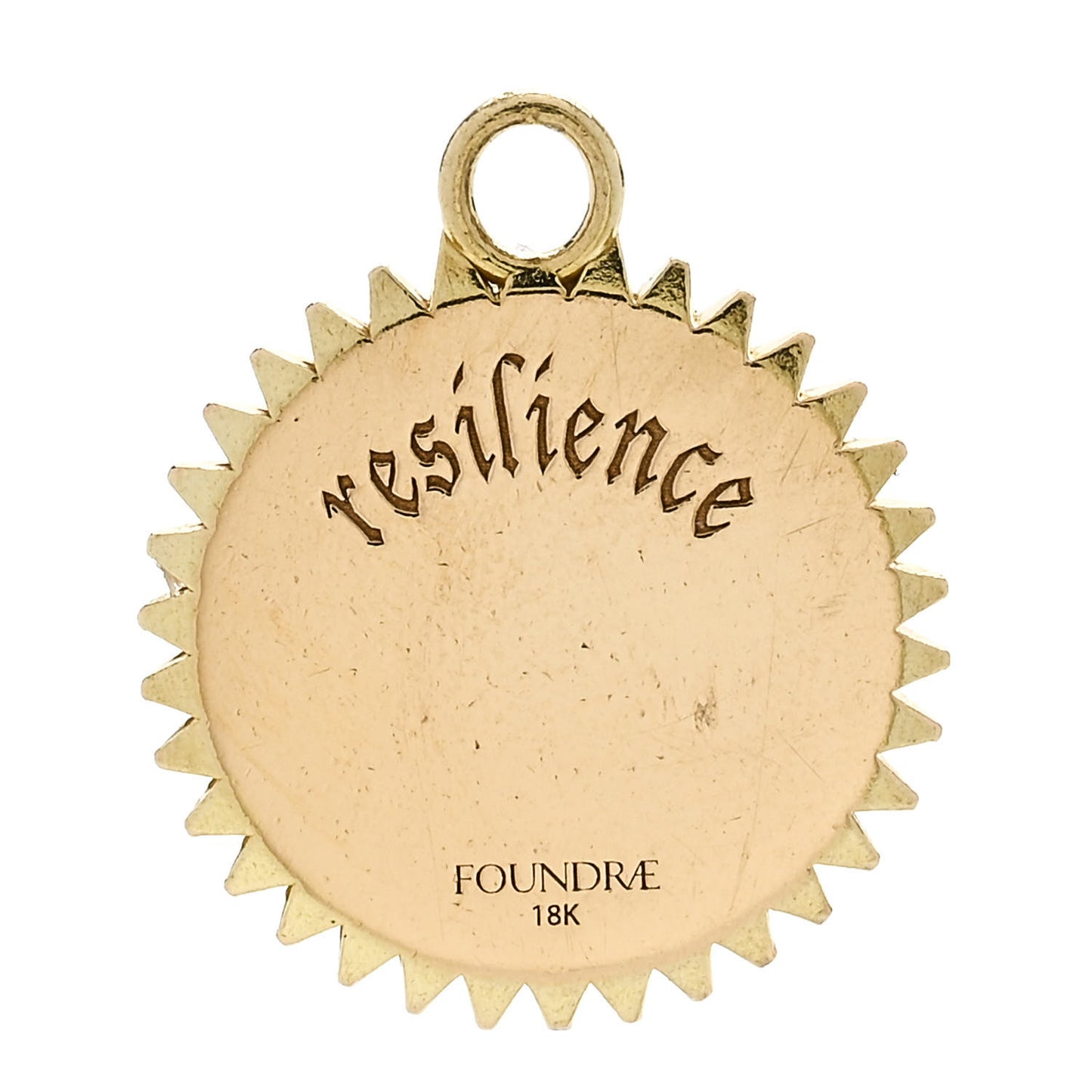 18K Yellow Gold Diamond Champleve Enamel Petite Resilience Medallion Pendant Black White