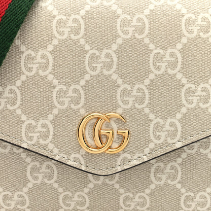 Gucci GG Supreme Monogram Textured Dollar Calfskin Web Mini Ophidia Envelope Shoulder Bag Beige Mystic White Oatmeal 7 of 9