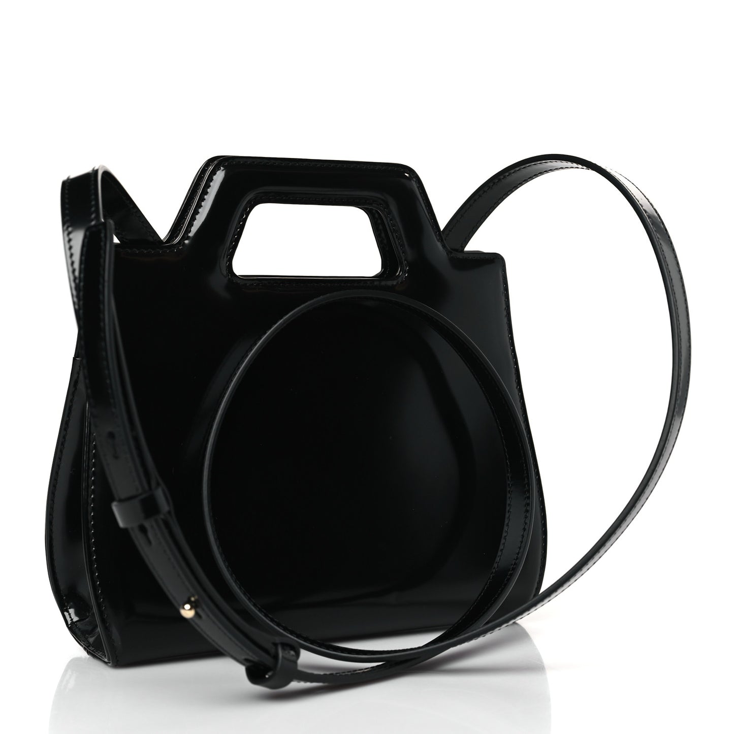 Brushed Calfskin Mini Wanda Top Handle Bag Black