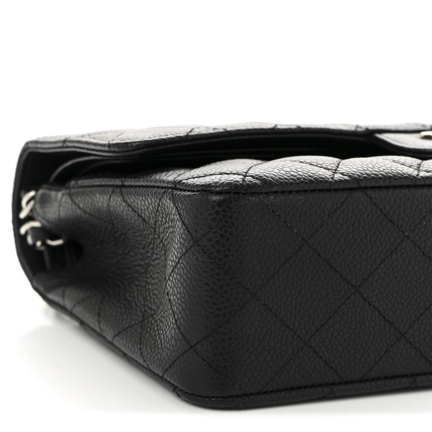 Caviar Quilted Medium Double Flap Black