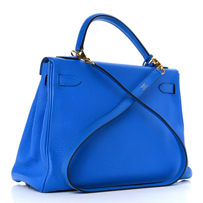 Hermes Togo Kelly Retourne 32 Bleu Hydra 3 of 9