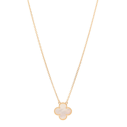 Van Cleef & Arpels 18K Yellow Gold Mother of Pearl Vintage Alhambra Pendant Necklace 1 of 5