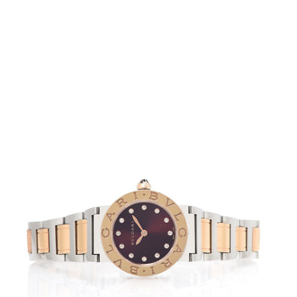 Bulgari Stainless Steel 18K Rose Gold Diamond 26mm Quartz Watch Red 2 of 9