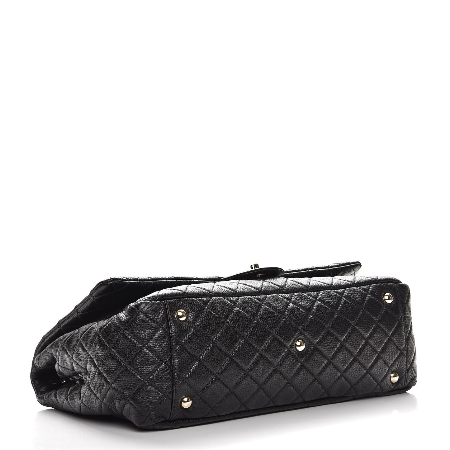 Calfskin Quilted XXL Travel Flap Bag Black