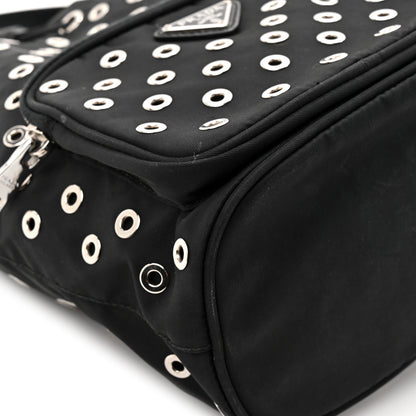 Prada Tessuto Nylon Saffiano Grommets Mini Bucket Crossbody Bag Black 10 of 11