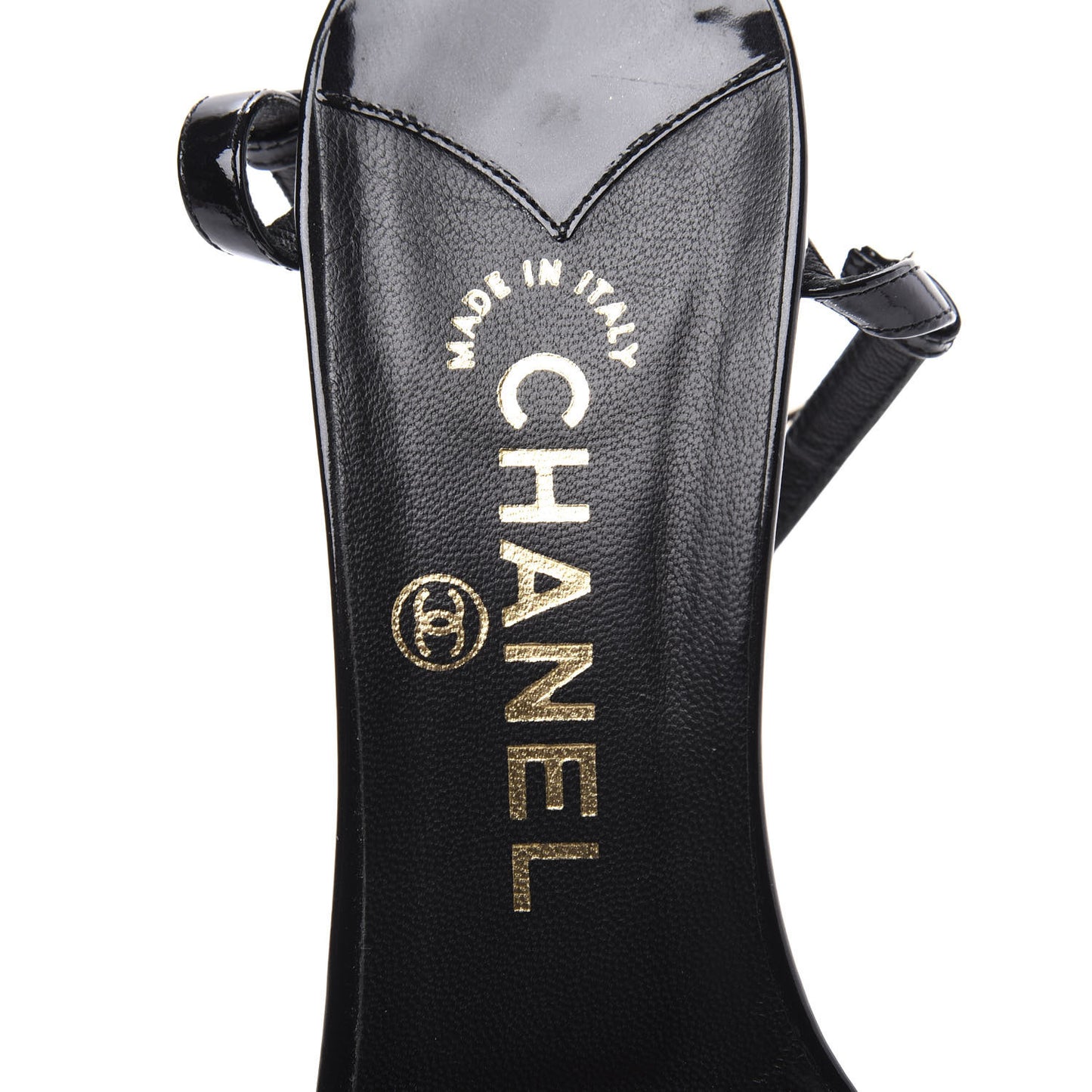 Patent CC Sandals 37 Black Gold