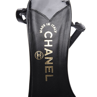 Chanel Patent CC Sandals 37 Black Gold 8 of 9