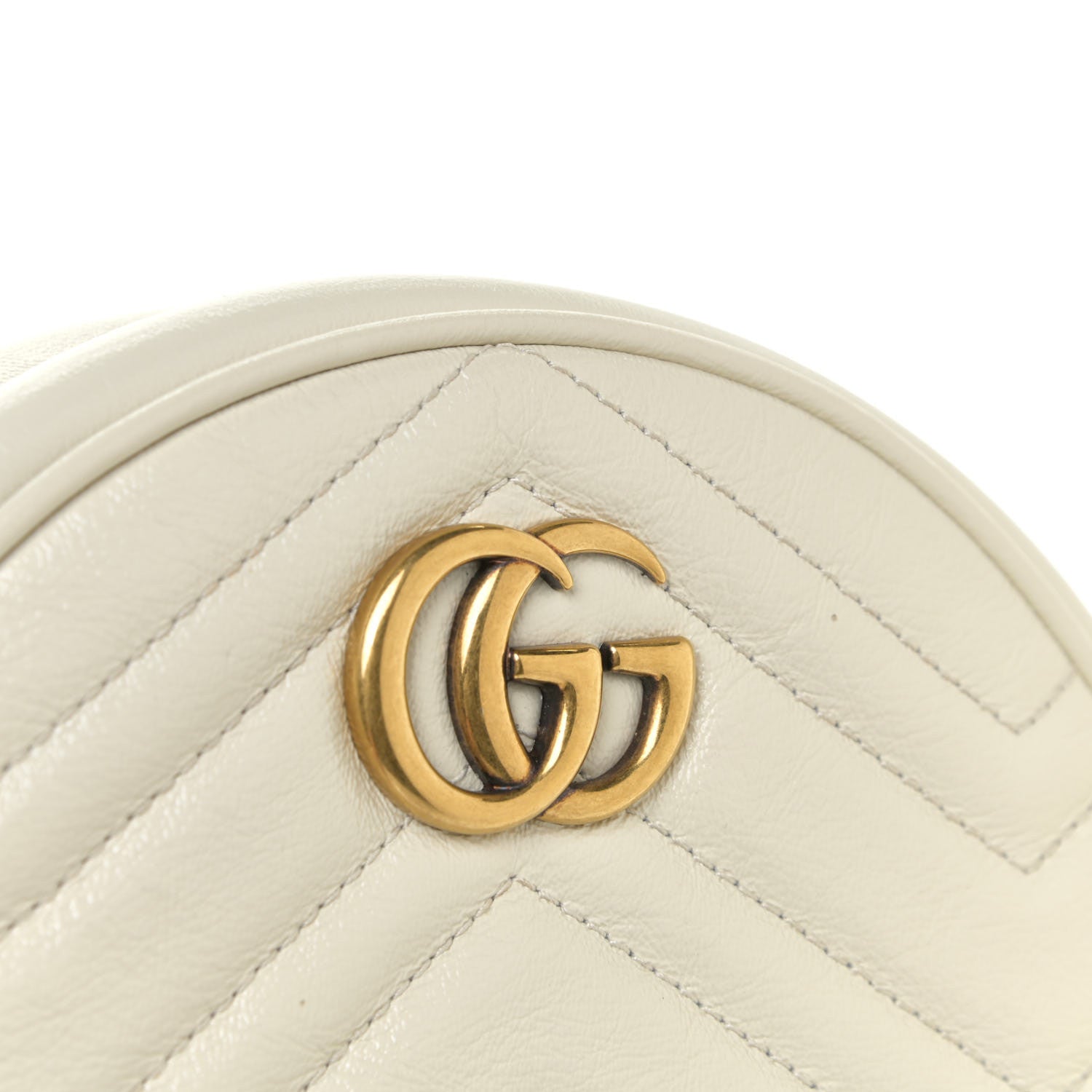 Gucci Calfskin Matelasse Mini GG Marmont Round Shoulder Bag White 11 of 11