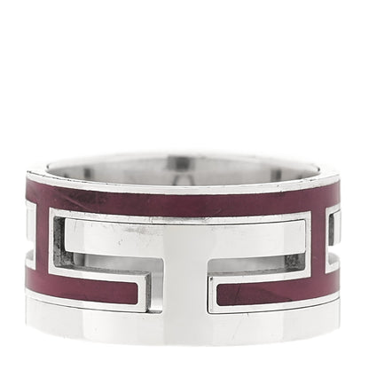 Hermes Sterling Silver Enamel Arcane Move H Ring 51 5.75 Rose 3 of 4