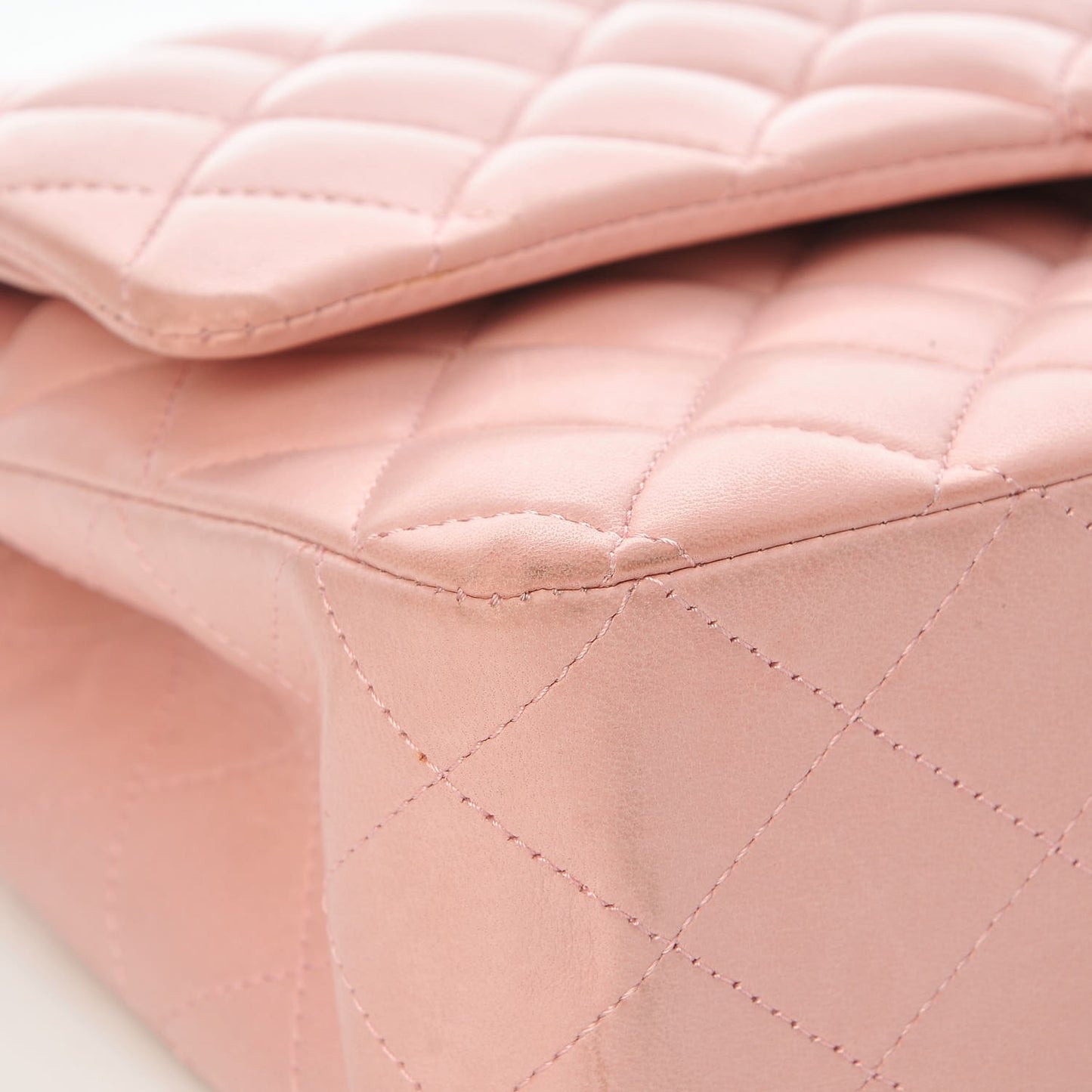 Lambskin Quilted Medium Double Flap Light Pink