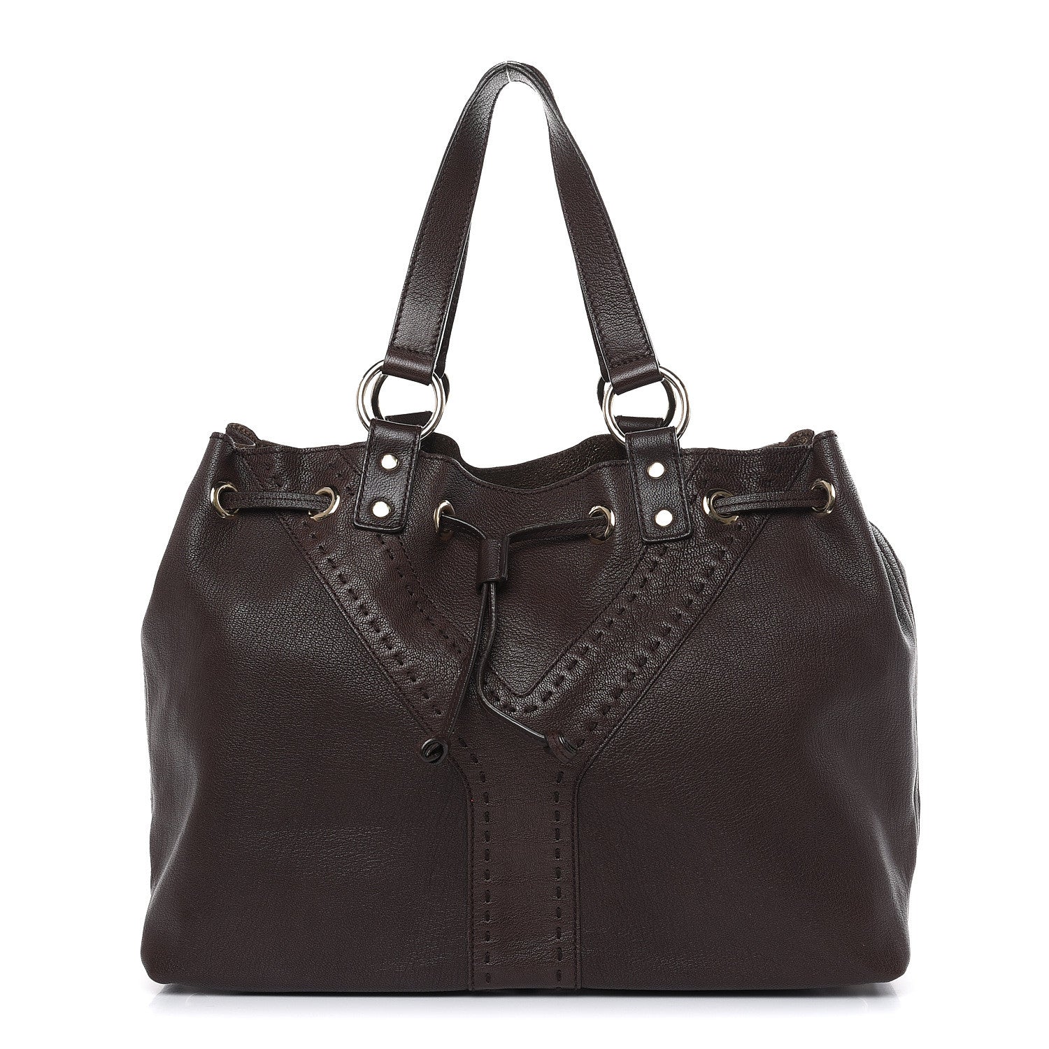 Saint Laurent Calfskin Reversible Double Sac Y Tote Gold Brown 1 of 18