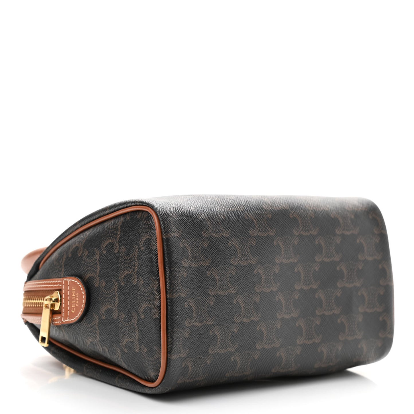 Triomphe Canvas Calfskin Small Boston Bag Tan