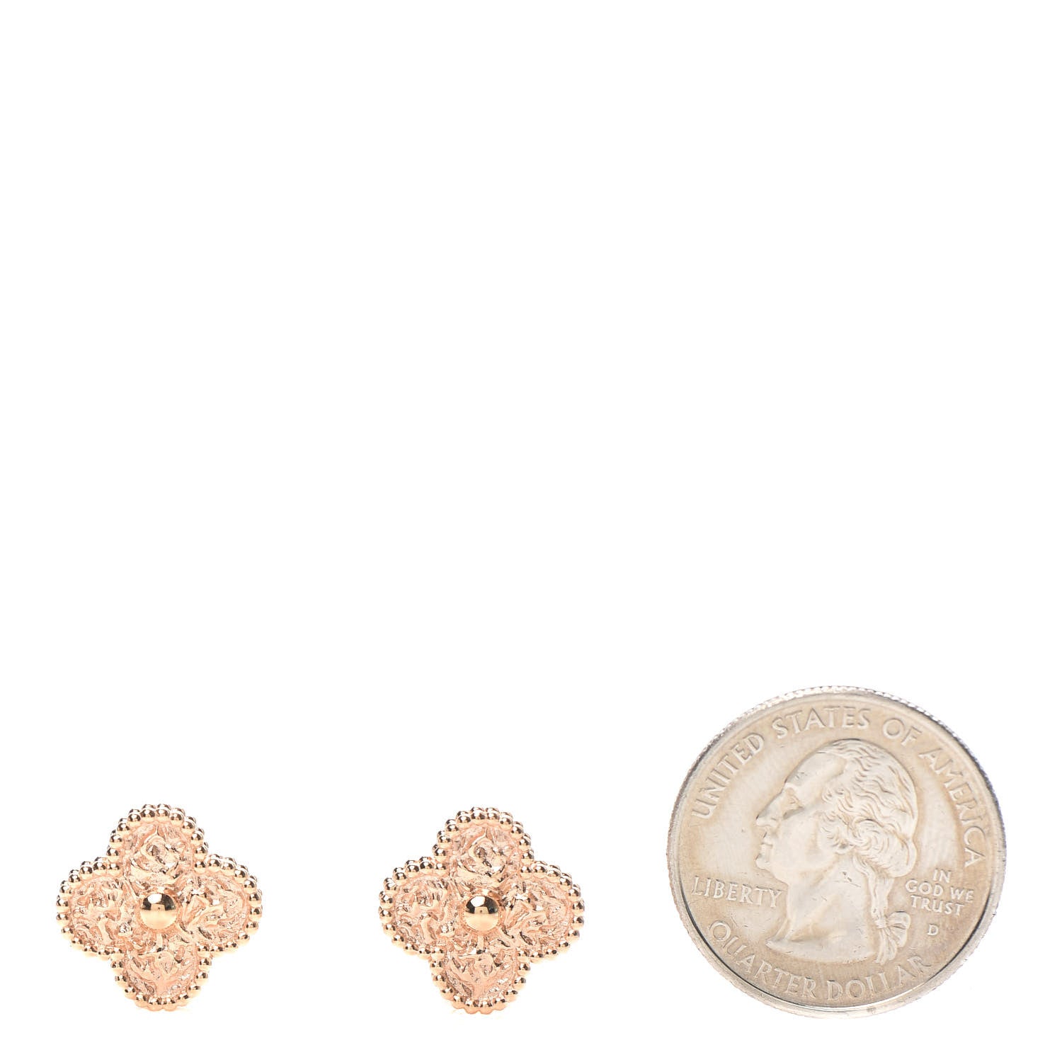 Van Cleef & Arpels 18K Rose Gold Vintage Alhambra Earrings 2 of 4