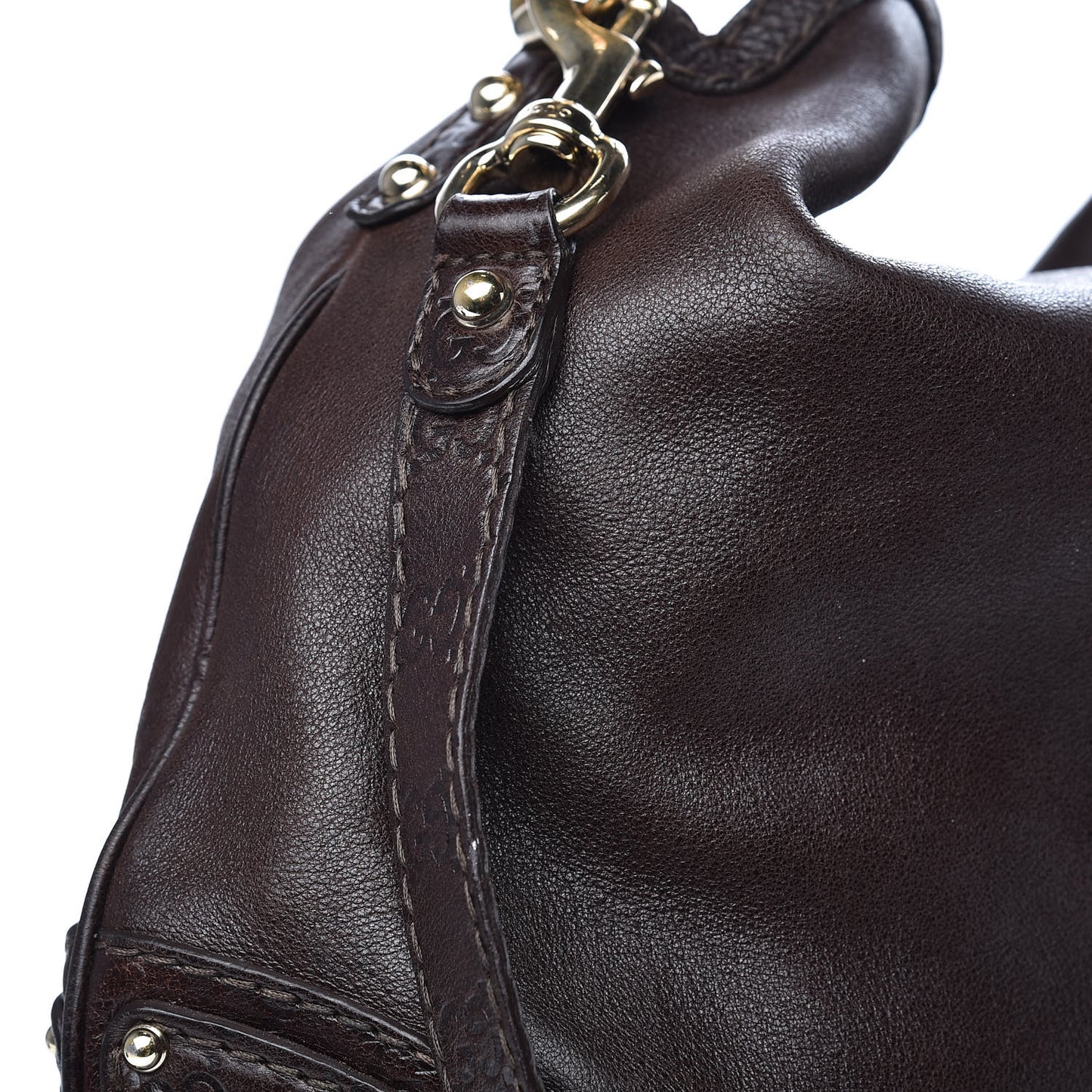 Calfskin Large Indy Top Handle Hobo Dark Brown